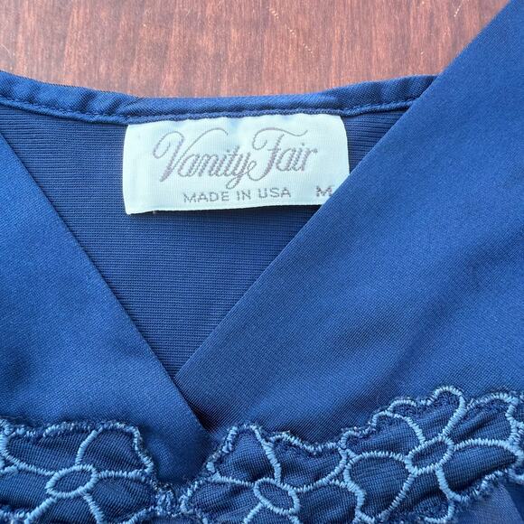 Vanity Fair Nightgown Women's Medium Navy Blue Vintage - Picture 4 of 7